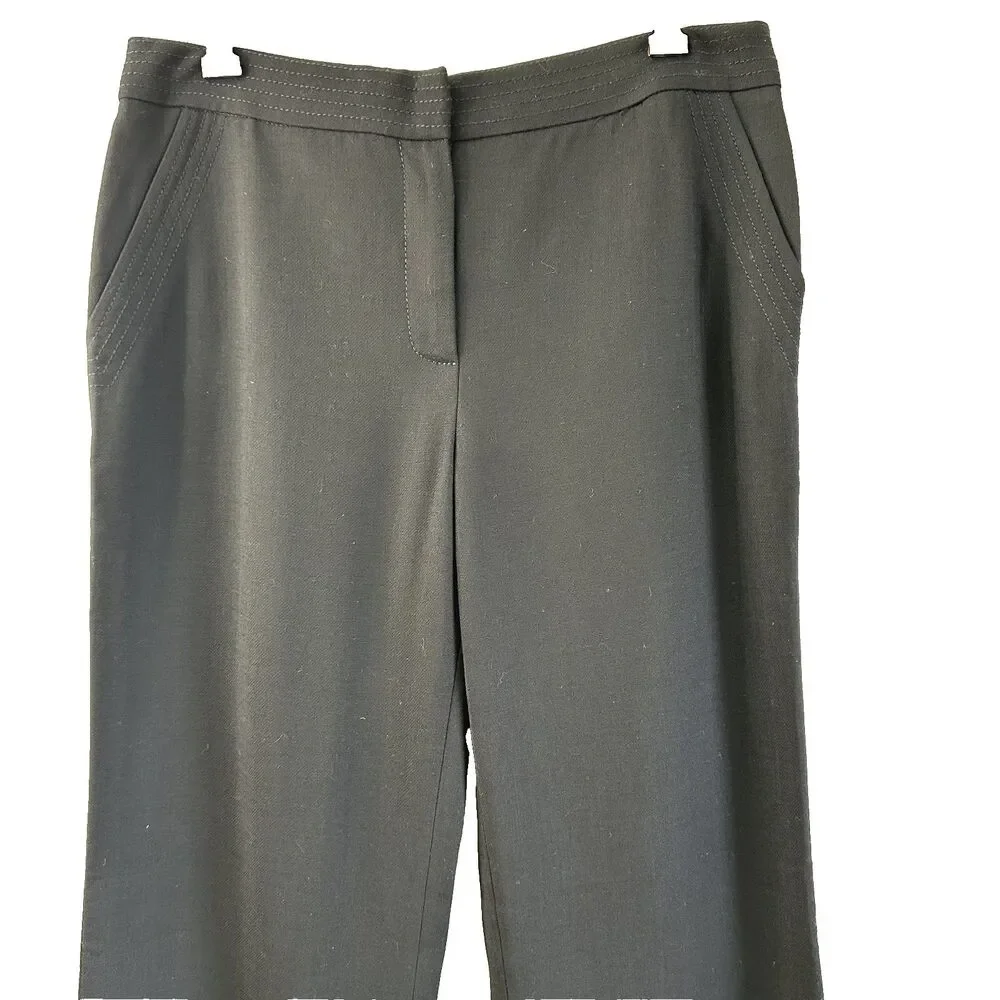 Jaeger London Women's Black Wool Flared Pants Sz 10